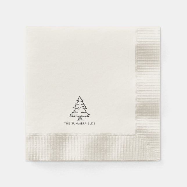 Monogram Christmas Tree Family Holiday Reunion Napkins (Front)