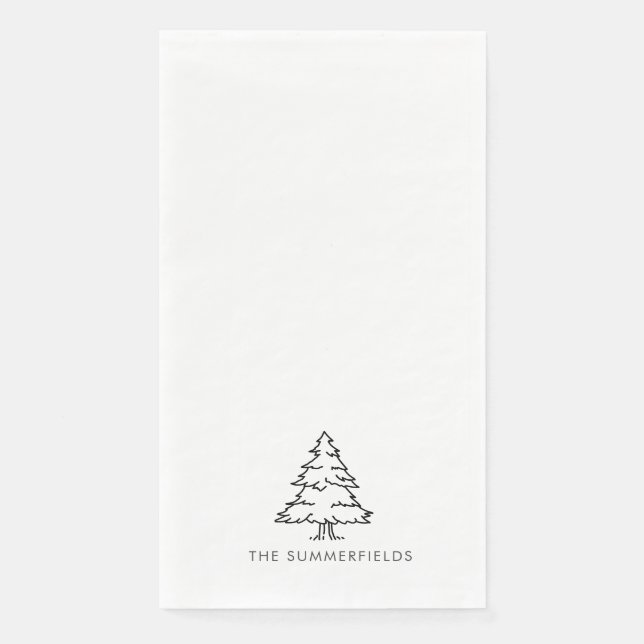 Monogram Christmas Tree Holiday Family Reunion Paper Guest Towels (Front)