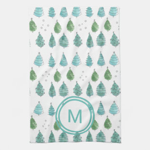 Monogram Christmas Kitchen Hand Towels Zazzle