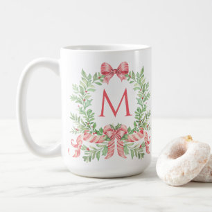 Monogram Christmas Wreath Coffee Mug