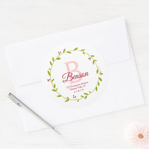 Monogram Christmas Wreath SVG Return Address Seals