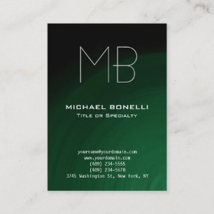 Monogram chubby modern green black business card