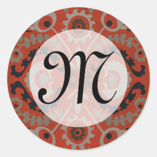 Monogram   Cinnabar Suzani I Classic Round Sticker