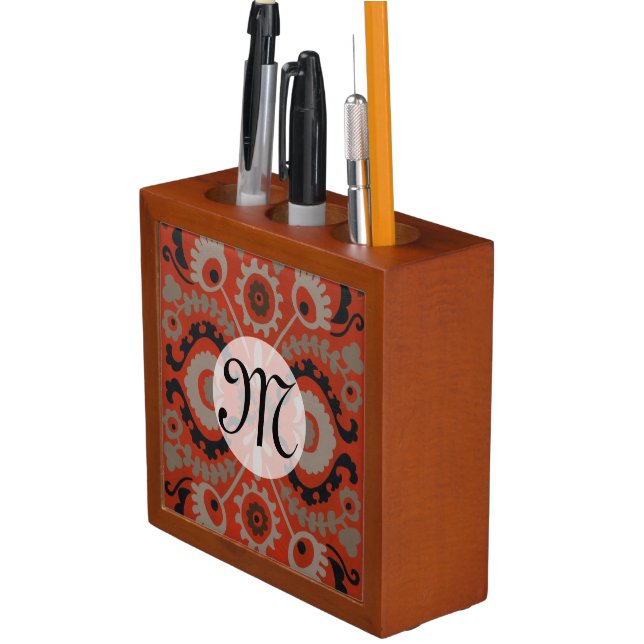 Monogram | Cinnabar Suzani I Pencil/Pen Holder (In Situ)