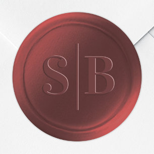 Monogram Cinnamon Red Wax Seal Wedding Stickers
