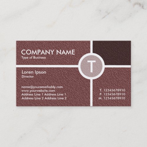 Monogram Circle Cross _ Brown Embossed Texture Business Card