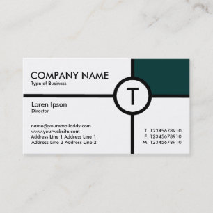 Monogram Circle Cross (Dark Green) - White Business Card