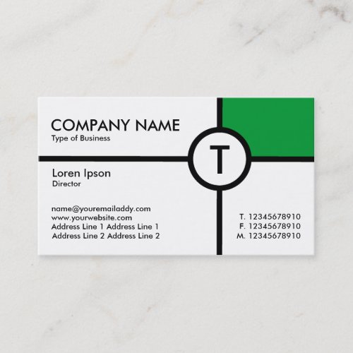 Monogram Circle Cross (Grass Green) - White Business Card Template