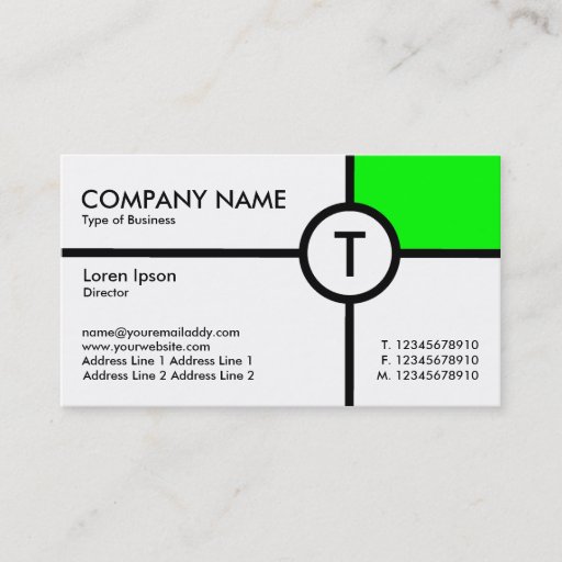 Customizable Monogram Circle Cross (Green) - White Business Card Templates