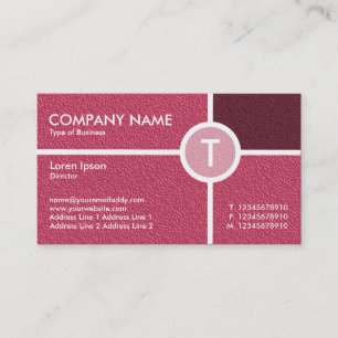 Monogram Circle Cross - Maroon Red Texture Business Card