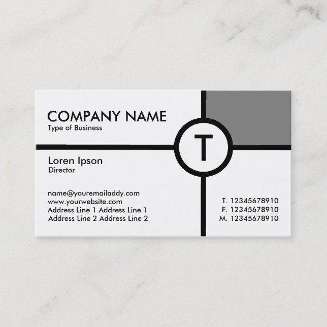 Monogram Circle Cross - White Business Card (Front)