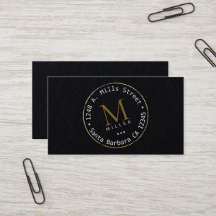 Monogram Circle Modern Black Business Card