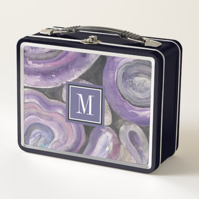 Monogram | Circle Rain Metal Lunch Box (Front)