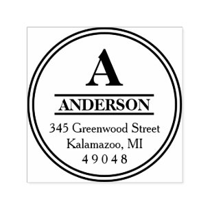 Monogram Circle Return Address Self-inking Stamp