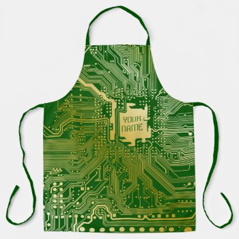 Monogram Circuit Motherboard Electronics Chip Tech Apron by BCMonogramMe at Zazzle