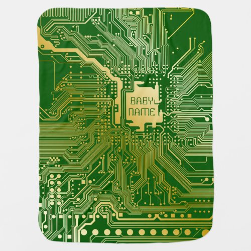 Monogram Circuit Motherboard Electronics Chip Tech Baby Blanket