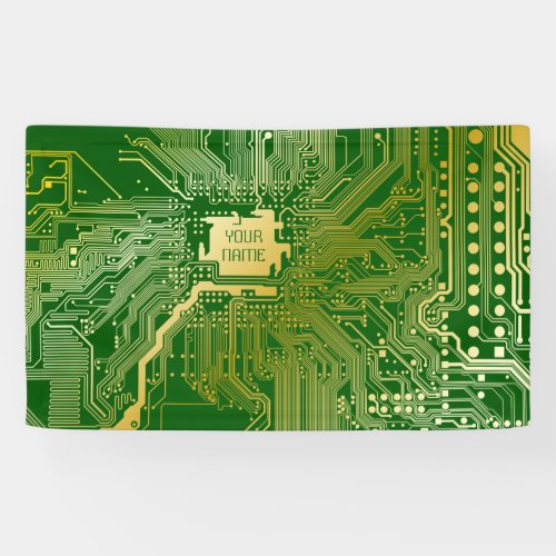 Monogram Circuit Motherboard Electronics Chip Tech Banner