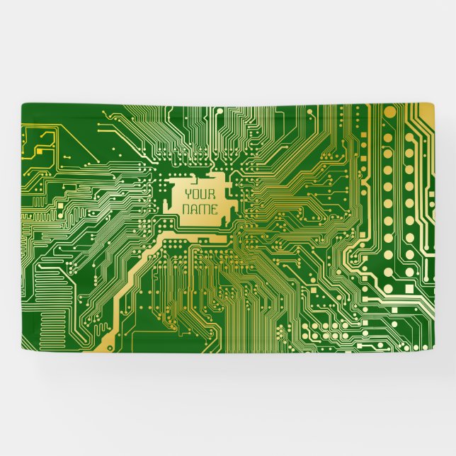 Monogram Circuit Motherboard Electronics Chip Tech Banner (Horizontal)