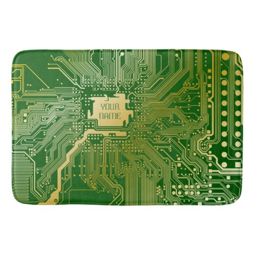 Monogram Circuit Motherboard Electronics Chip Tech Bath Mat