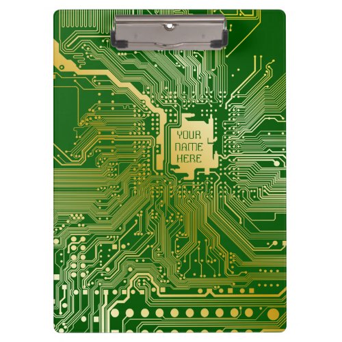 Monogram Circuit Motherboard Electronics Chip Tech Clipboard