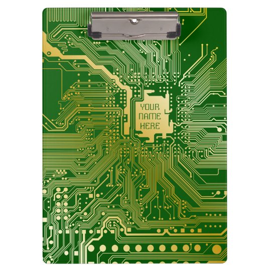 Monogram Circuit Motherboard Electronics Chip Tech Clipboard
