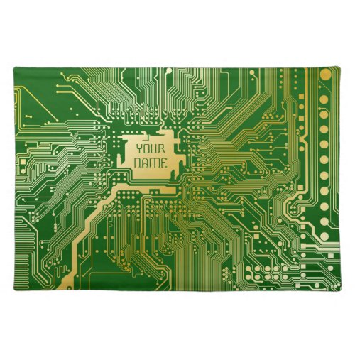 Monogram Circuit Motherboard Electronics Chip Tech Cloth Placemat