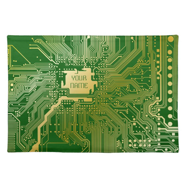 Monogram Circuit Motherboard Electronics Chip Tech Cloth Placemat (Front)