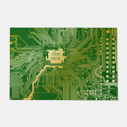 Monogram Circuit Motherboard Electronics Chip Tech Doormat