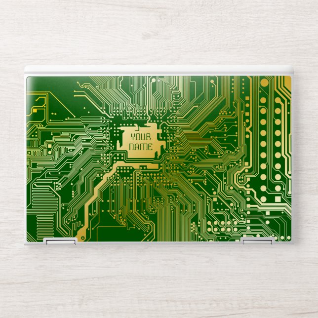 Monogram Circuit Motherboard Electronics Chip Tech HP Laptop Skin (Front)