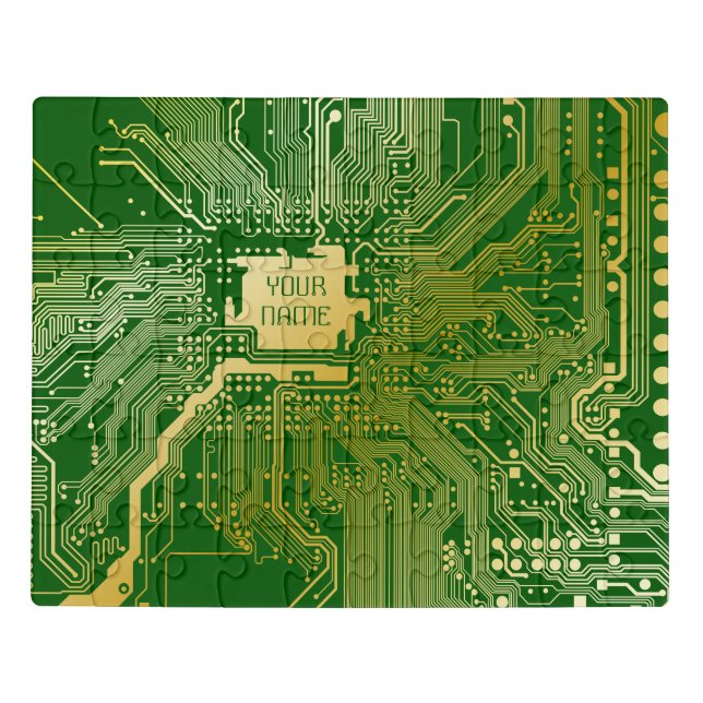 Monogram Circuit Motherboard Electronics Chip Tech Jigsaw Puzzle (Puzzle Horizontal)