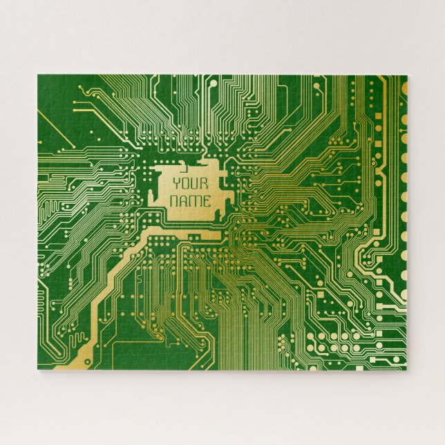 Monogram Circuit Motherboard Electronics Chip Tech Jigsaw Puzzle (Horizontal)