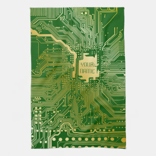 Monogram Circuit Motherboard Electronics Chip Tech Kitchen Towel