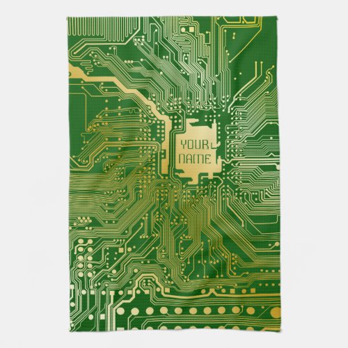 Monogram Circuit Motherboard Electronics Chip Tech Kitchen Towel