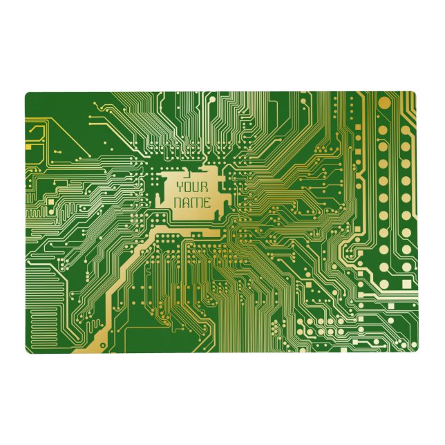 Monogram Circuit Motherboard Electronics Chip Tech Placemat (Front)