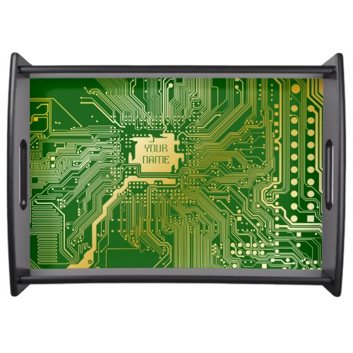 Monogram Circuit Motherboard Electronics Chip Tech Serving Tray