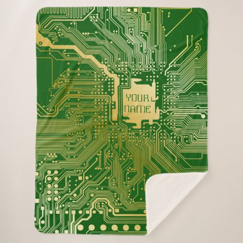 Monogram Circuit Motherboard Electronics Chip Tech Sherpa Blanket