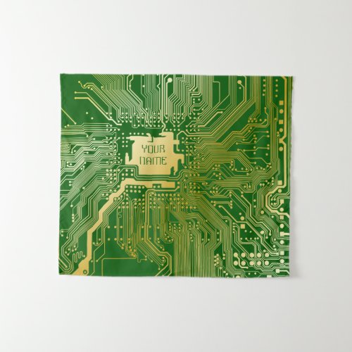 Monogram Circuit Motherboard Electronics Chip Tech Tapestry