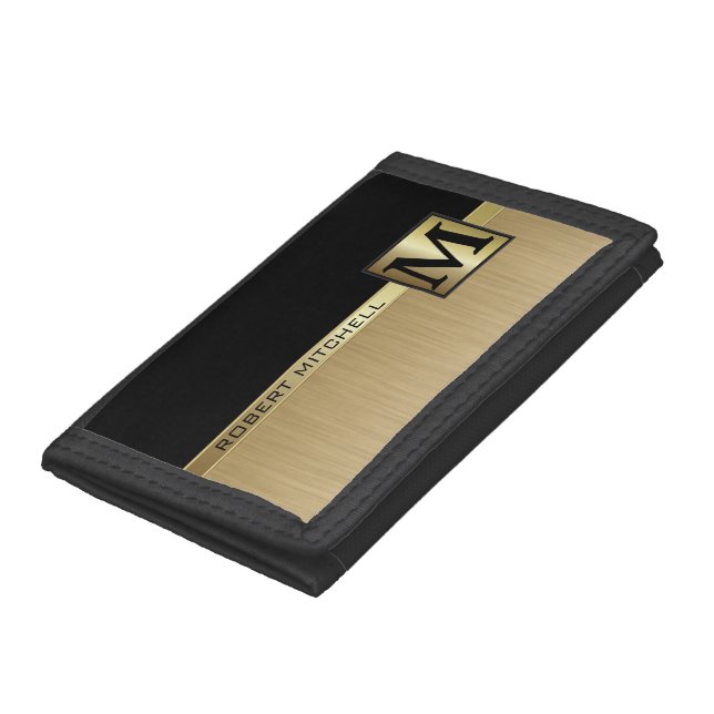Monogram Citrine Brush Steel Gold Accents Trifold Wallet (Bottom)