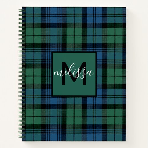Monogram Clan Campbell Tartan Plaid Add Your Name Notebook