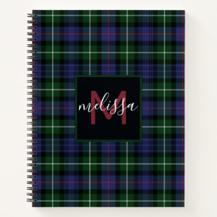 Monogram Clan MacKenzie Tartan Plaid Personalized Notebook
