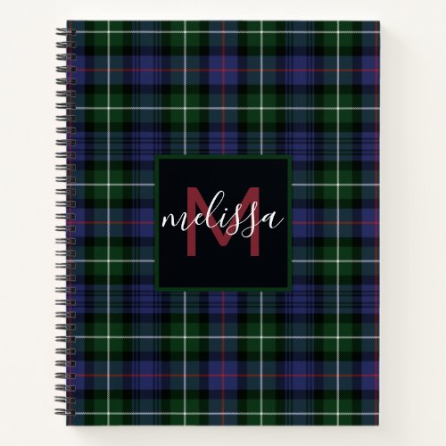 Monogram Clan MacKenzie Tartan Plaid Personalized Notebook