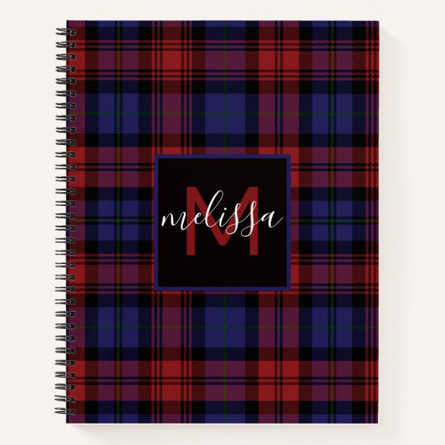 Monogram Clan MacLachlan Tartan Plaid Personalized Notebook (Front)