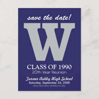 Monogram Class Reunion Save-the-Date Postcard