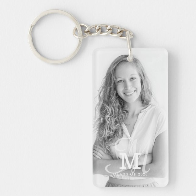 Monogram Class Year Custom Photo Graduation Keychain (Front)