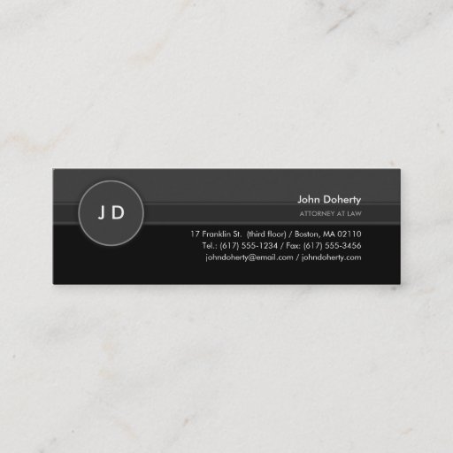 Customizable Monogram Attorney at Law - Business Card
