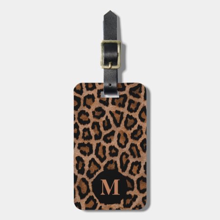 Monogram Classic Black / Brown Leopard Spot Print Luggage Tag