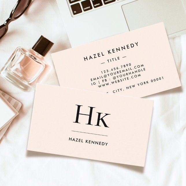 Monogram | Classic Blush Pink Gold Simple Elegant Business Card (Creator Uploaded)