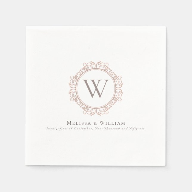 Monogram Classic Crest Wedding Napkins (Front)