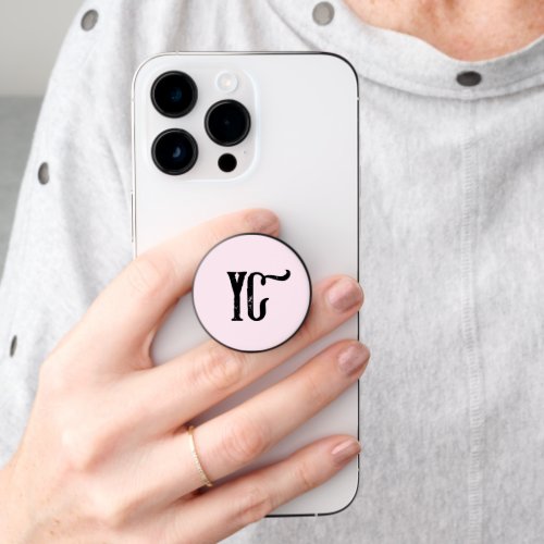 Monogram Classic Elegant Blush Pink minimal PopSocket