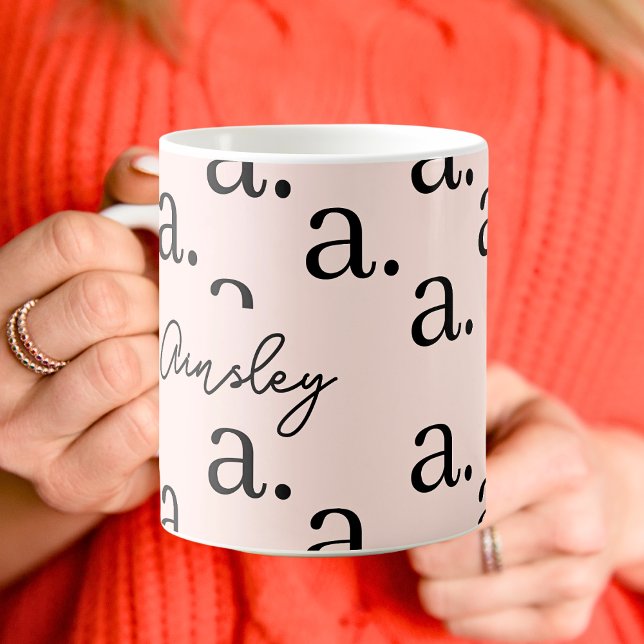 Monogram Classic Elegant Cute Script Name Pattern Coffee Mug (Creator Uploaded)